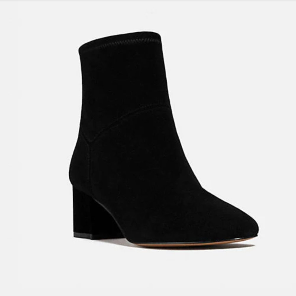 Coach Gracie Suede Bootie, Black, Size 7B